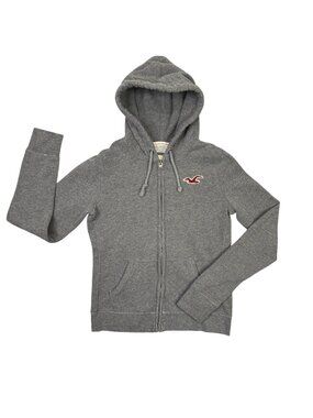 Hollister Hoodie Womens Large L Gray Full Zip Hoodie Sweatshirt Vintage Y2K